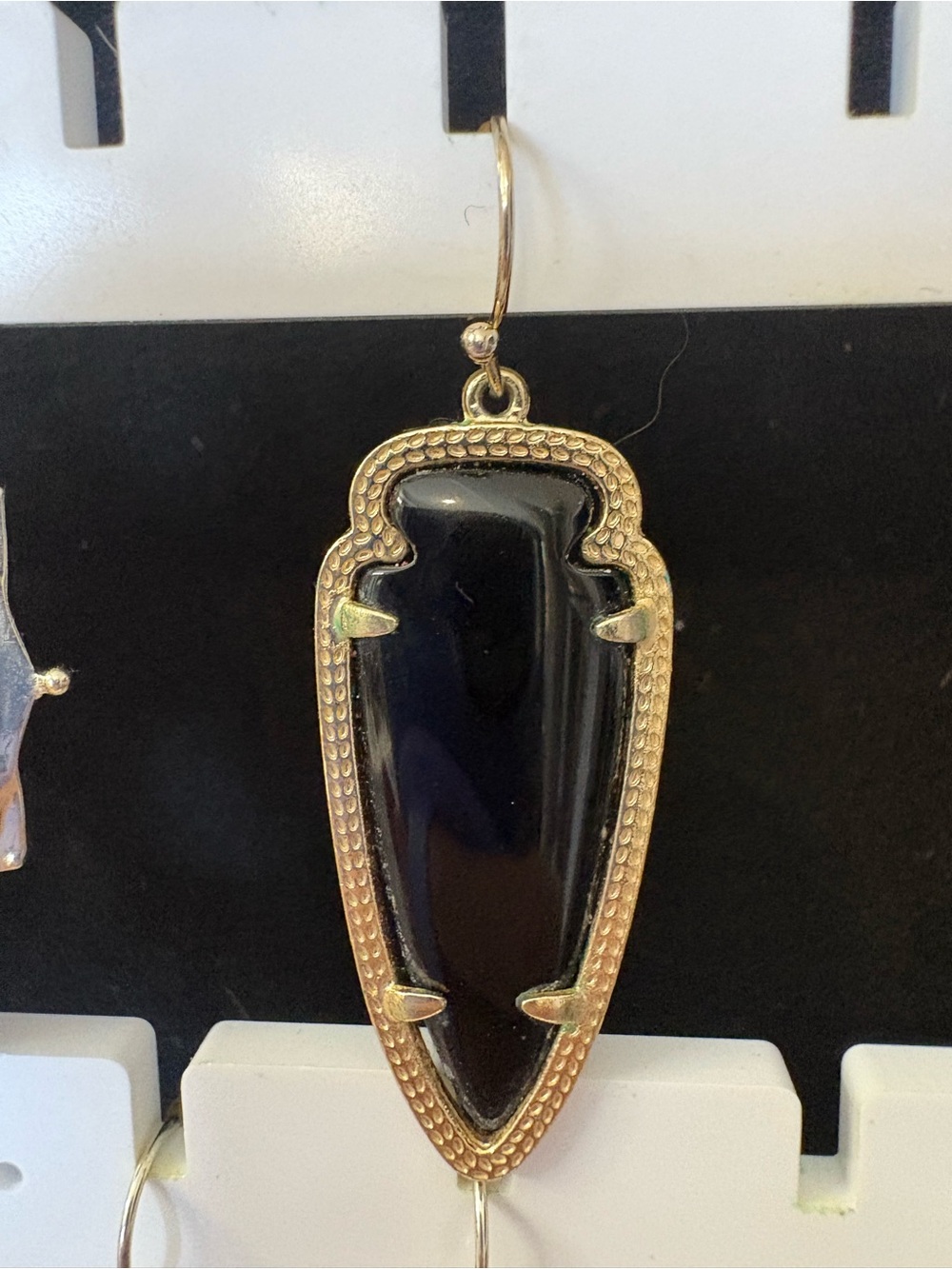 Kendra Scott Skylar SINGLE Black Stone Gold Frame Drop Earring-Single